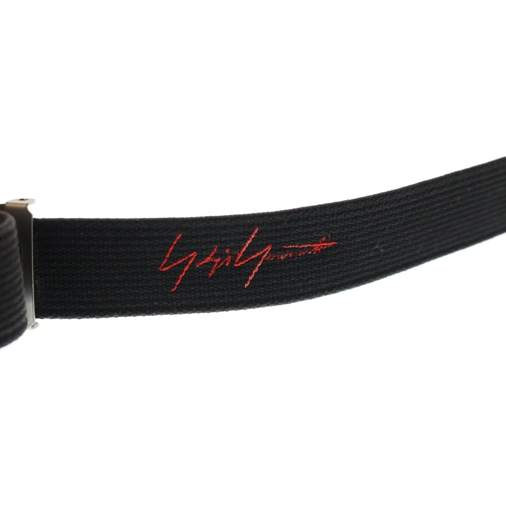 Yohji Yamamoto POUR HOMME(ヨウジヤマモト プールオム) エンブロイダリー ロゴ 30mm ガチャベルト ブラック HD‐F02‐560