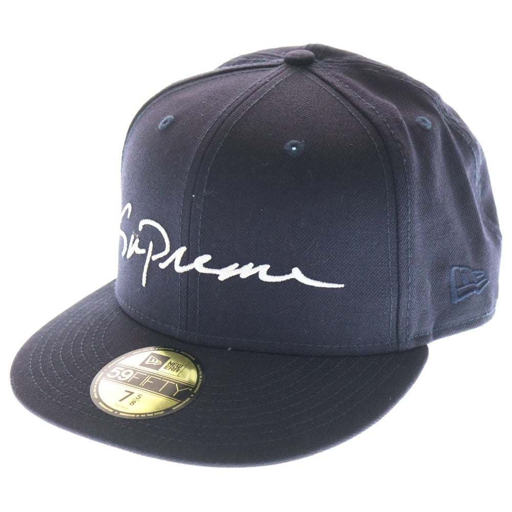SUPREME(シュプリーム) 18AW ×NEW ERA 59FIFTY Classic Script ニューエラ クラシックスクリプト キャップ 帽子 ネイビー