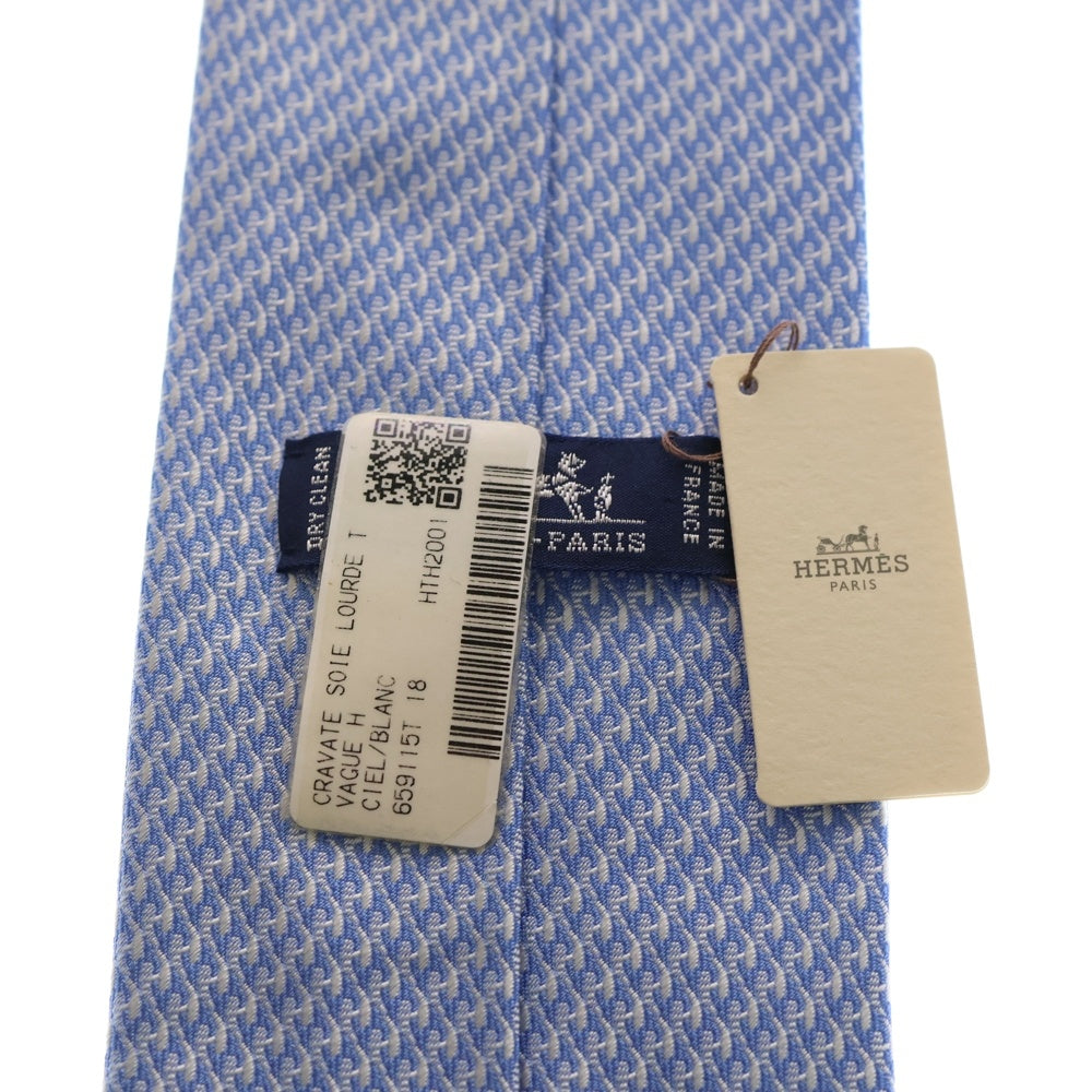 HERMES(エルメス) CRAVATE SOIE LOURDE フランス製 総柄 シルク ネクタイ ブルー