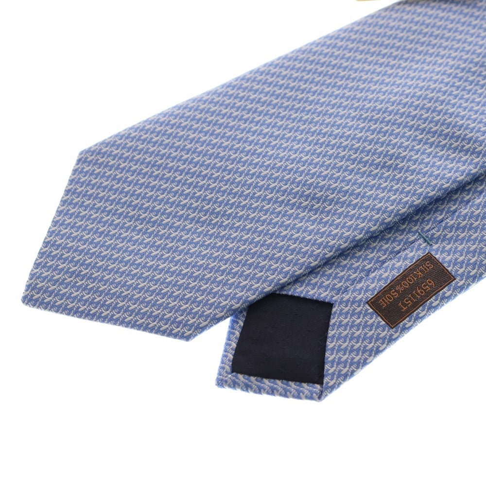 HERMES(エルメス) CRAVATE SOIE LOURDE フランス製 総柄 シルク ネクタイ ブルー