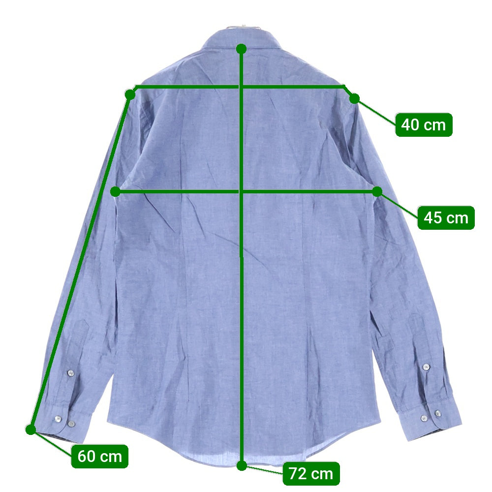 BURBERRY BLACK LABEL(バーバリー ブラックレーベル) 胸ロゴデザイン 比翼仕立て ラウンドカラー 長袖シャツ ブルー D1M53-353-25