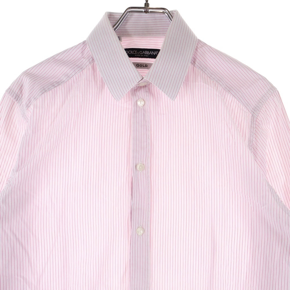 DOLCE & GABBANA(ドルチェアンドガッバーナ) 8B レギュラーカラー ストライプ柄 長袖シャツ レッド