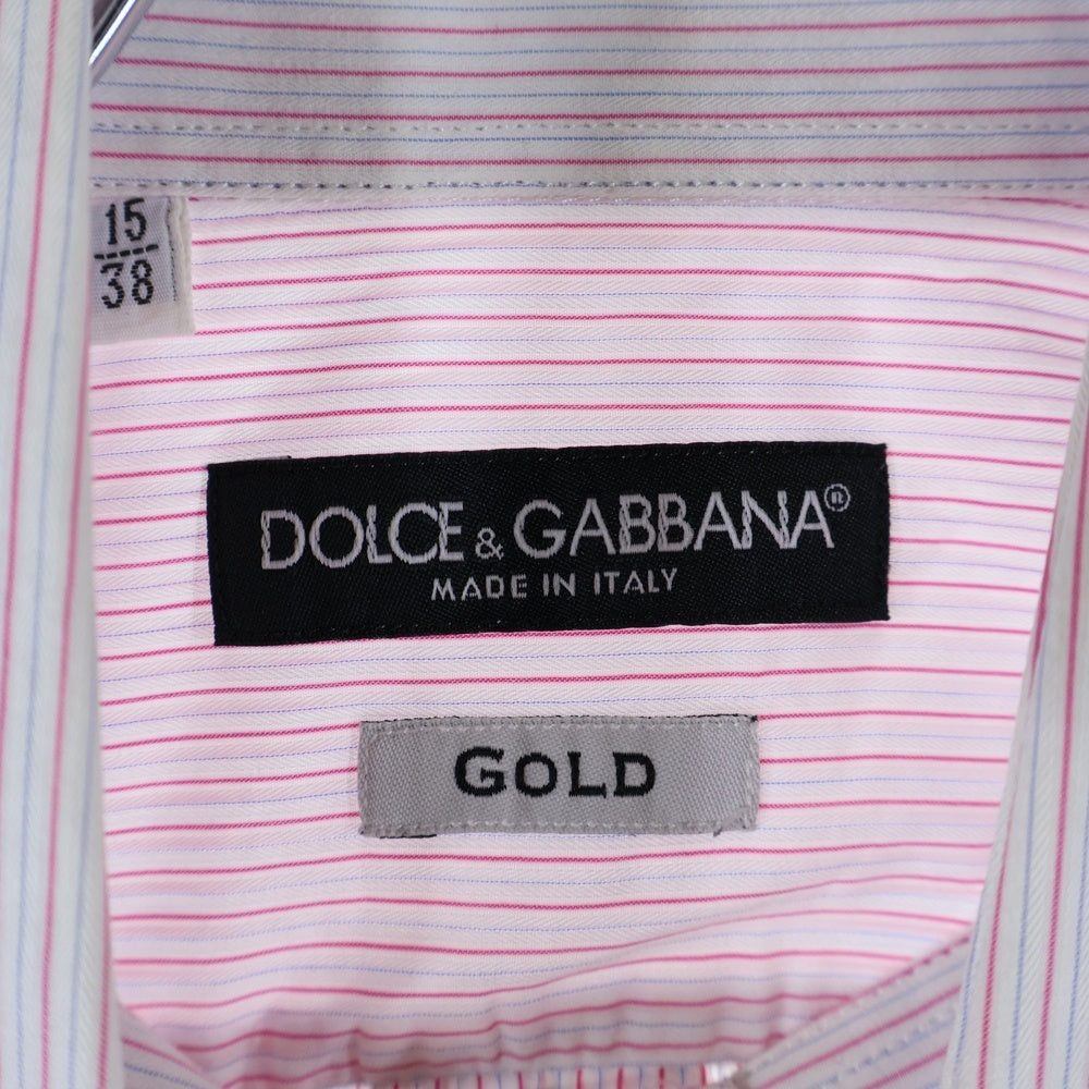 DOLCE & GABBANA(ドルチェアンドガッバーナ) 8B レギュラーカラー ストライプ柄 長袖シャツ レッド