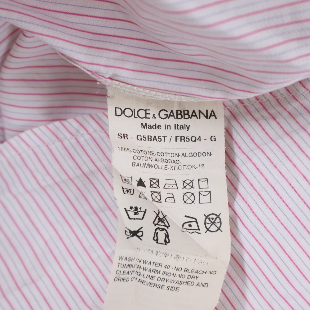 DOLCE & GABBANA(ドルチェアンドガッバーナ) 8B レギュラーカラー ストライプ柄 長袖シャツ レッド