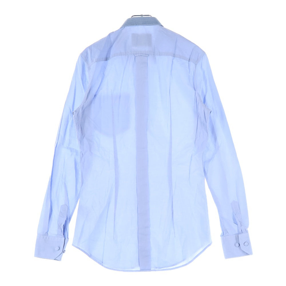 DOLCE & GABBANA(ドルチェアンドガッバーナ) 胸ポケット デニム切り替え 8B 長袖シャツ ブルー