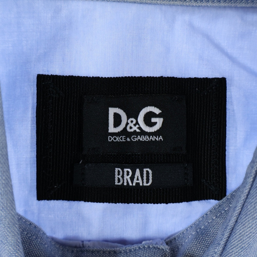 DOLCE & GABBANA(ドルチェアンドガッバーナ) 胸ポケット デニム切り替え 8B 長袖シャツ ブルー