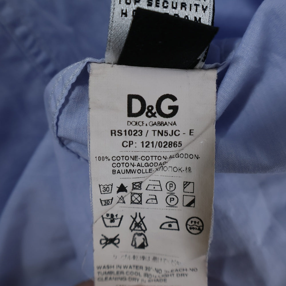 DOLCE & GABBANA(ドルチェアンドガッバーナ) 胸ポケット デニム切り替え 8B 長袖シャツ ブルー