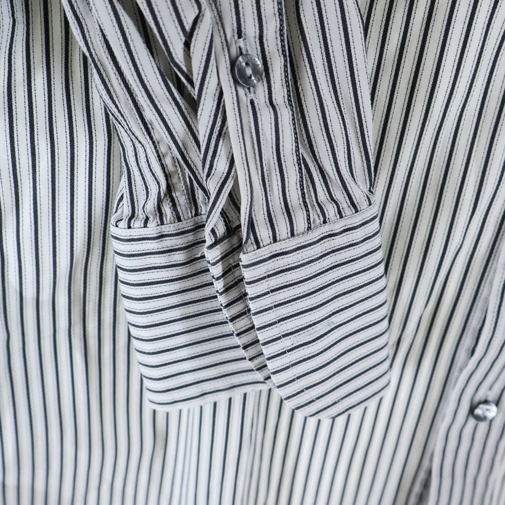 DOLCE & GABBANA(ドルチェアンドガッバーナ) 8B レギュラーカラー ストライプ柄 長袖シャツ ブラック/ホワイト