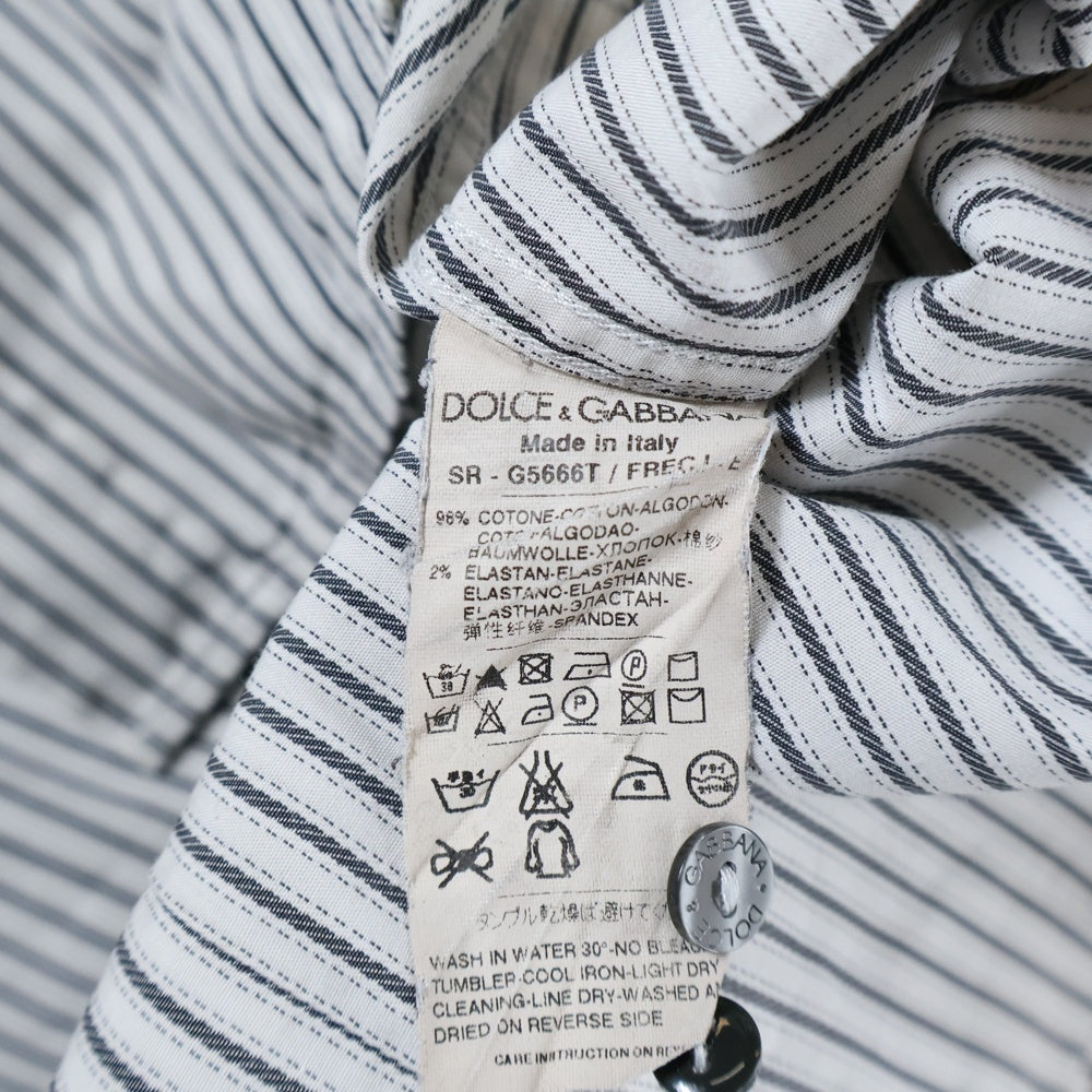 DOLCE & GABBANA(ドルチェアンドガッバーナ) 8B レギュラーカラー ストライプ柄 長袖シャツ ブラック/ホワイト