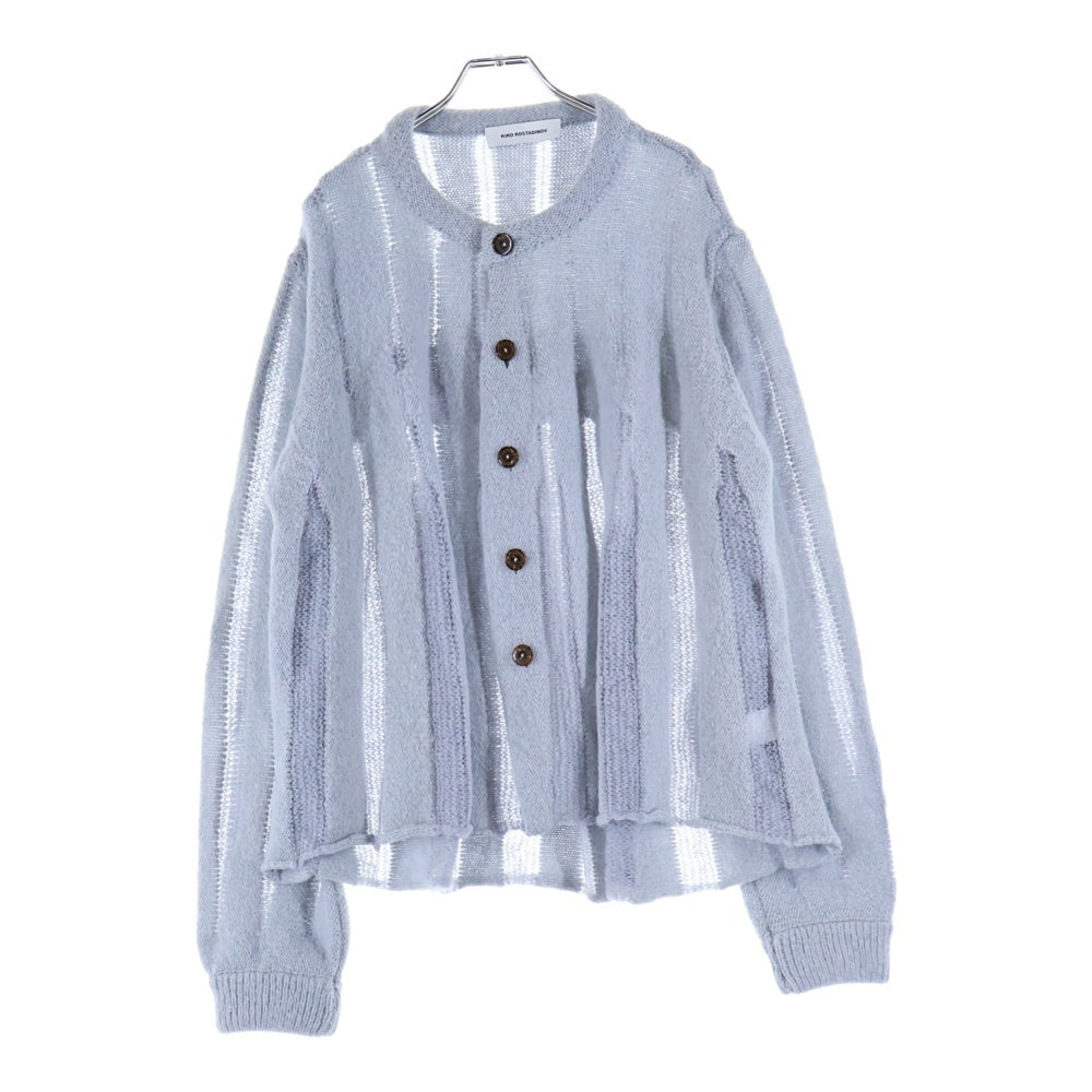 KIKO KOSTADINOV(キココスタディノフ) 23SS 5B メッシュデザイン ラウンドカラー ニット カーディガン スカイブルー 00142023