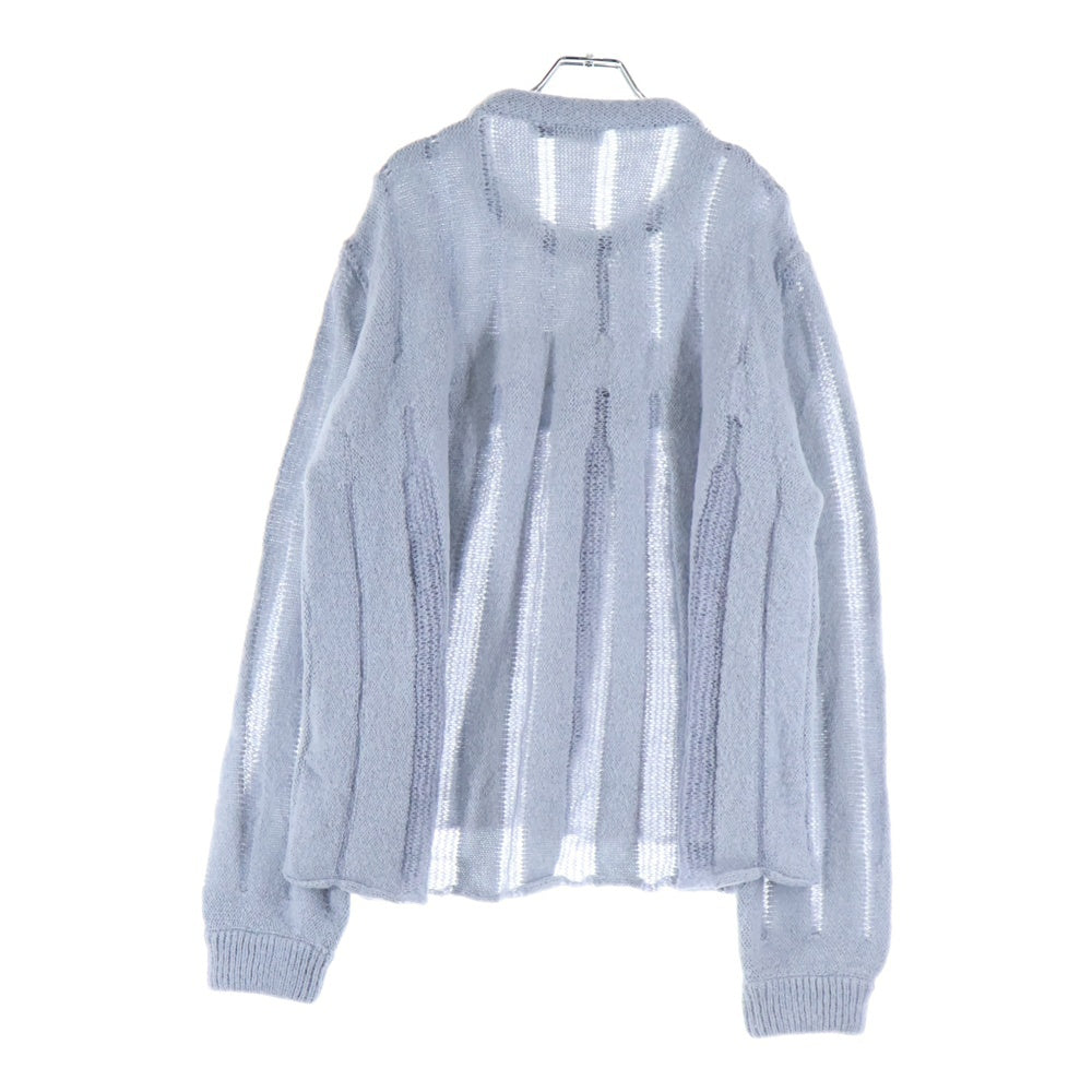 KIKO KOSTADINOV(キココスタディノフ) 23SS 5B メッシュデザイン ラウンドカラー ニット カーディガン スカイブルー 00142023