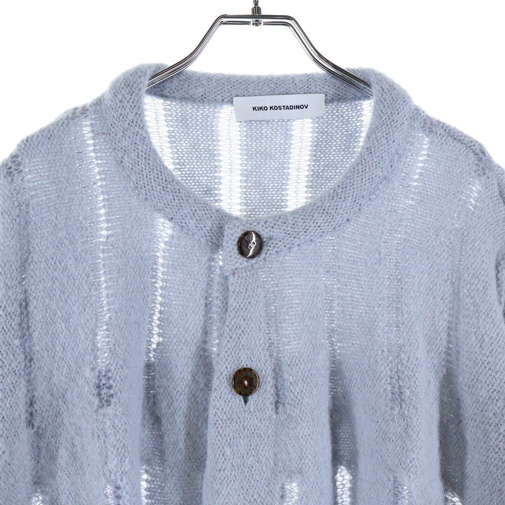 KIKO KOSTADINOV(キココスタディノフ) 23SS 5B メッシュデザイン ラウンドカラー ニット カーディガン スカイブルー 00142023