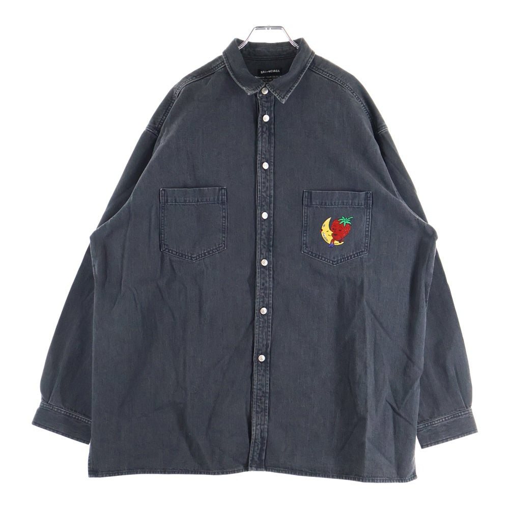 BALENCIAGA(バレンシアガ) 22AW ×SKY HIGH FARM WORKWEAR LAMB DENIMU SHIRT デニム長袖シャツ ブラック 557358 TDW02