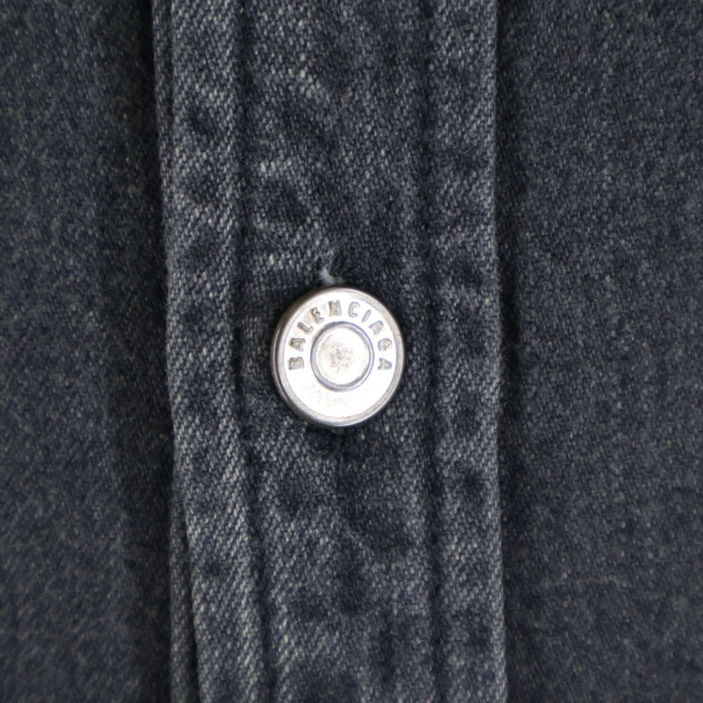 BALENCIAGA(バレンシアガ) 22AW ×SKY HIGH FARM WORKWEAR LAMB DENIMU SHIRT デニム長袖シャツ ブラック 557358 TDW02