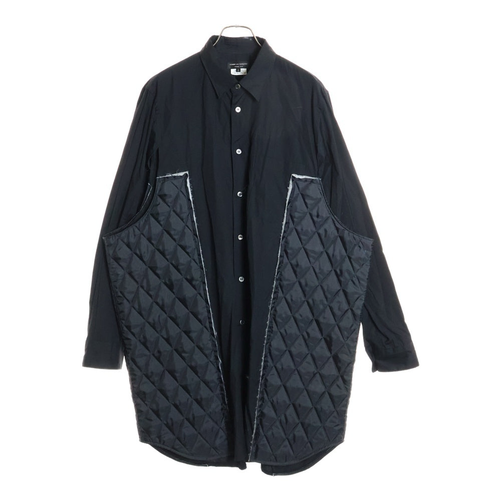COMME des GARCONS HOMME PLUS(コムデギャルソンオムプリュス) AD2017 キルティング切り替え 7B レギュラーカラー 長袖シャツ ブラック PB-B019