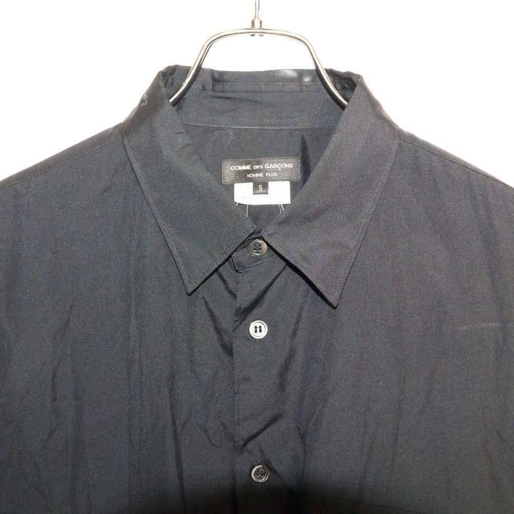 COMME des GARCONS HOMME PLUS(コムデギャルソンオムプリュス) AD2017 キルティング切り替え 7B レギュラーカラー 長袖シャツ ブラック PB-B019