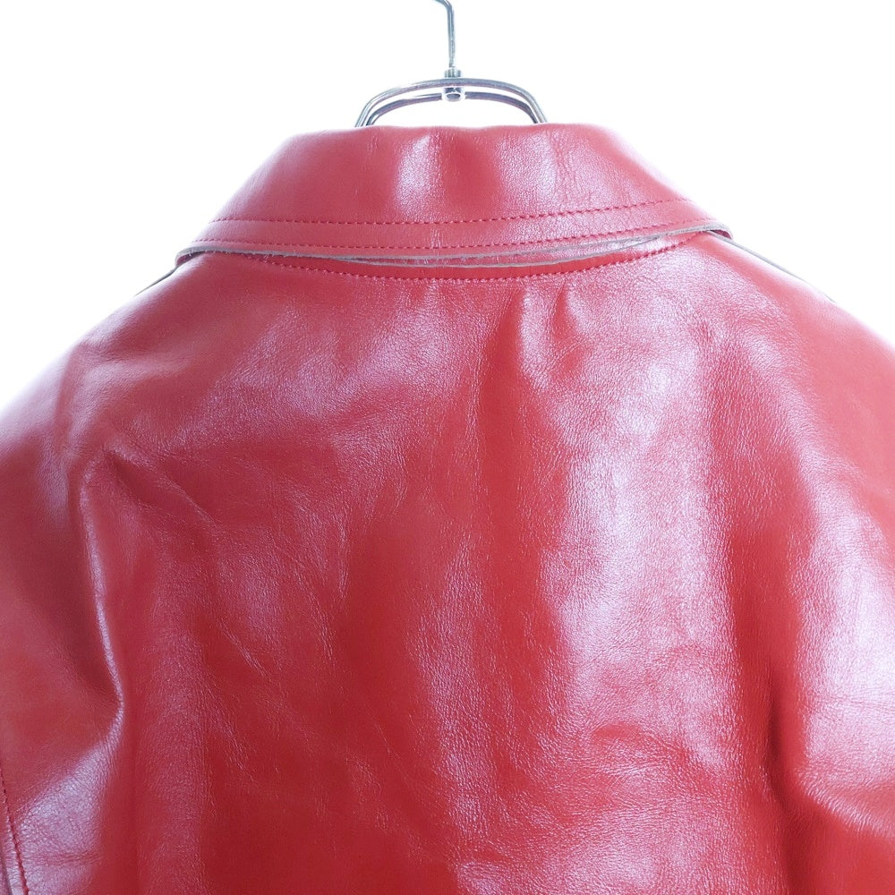 Sacai(サカイ) 25SS LEATHER JACKET マルチポケット ジップアップ カウハイド レザージャケット レッド 25-03578M