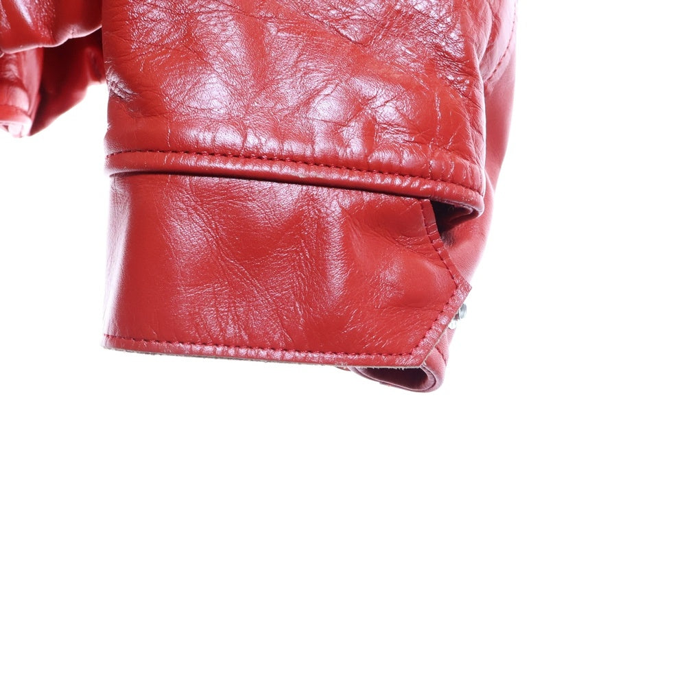 Sacai(サカイ) 25SS LEATHER JACKET マルチポケット ジップアップ カウハイド レザージャケット レッド 25-03578M