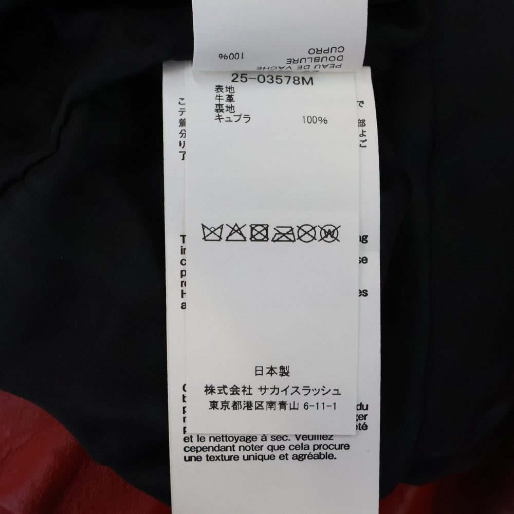 Sacai(サカイ) 25SS LEATHER JACKET マルチポケット ジップアップ カウハイド レザージャケット レッド 25-03578M