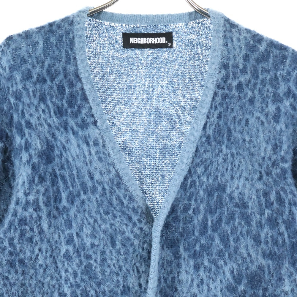 NEIGHBORHOOD(ネイバーフッド) 21AW MOHAIR CARDIGAN レオパード柄 モヘヤ混 ニットカーディガン ブルー 212FUNH-KNM04