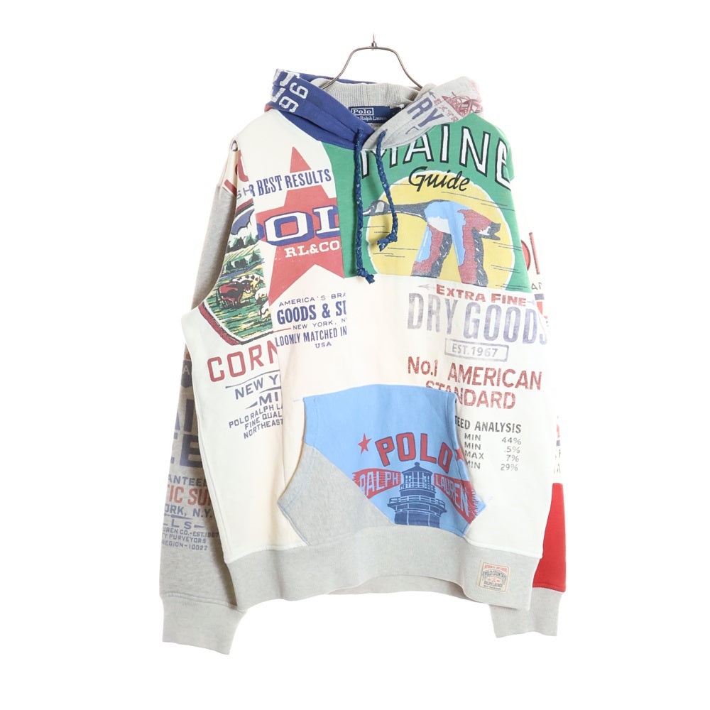 POLO RALPH LAUREN(ポロラルフローレン) 23AW MAINE GUIDE HOODIE パッチワーク加工 スウェットプルオーバーパーカー マルチカラー