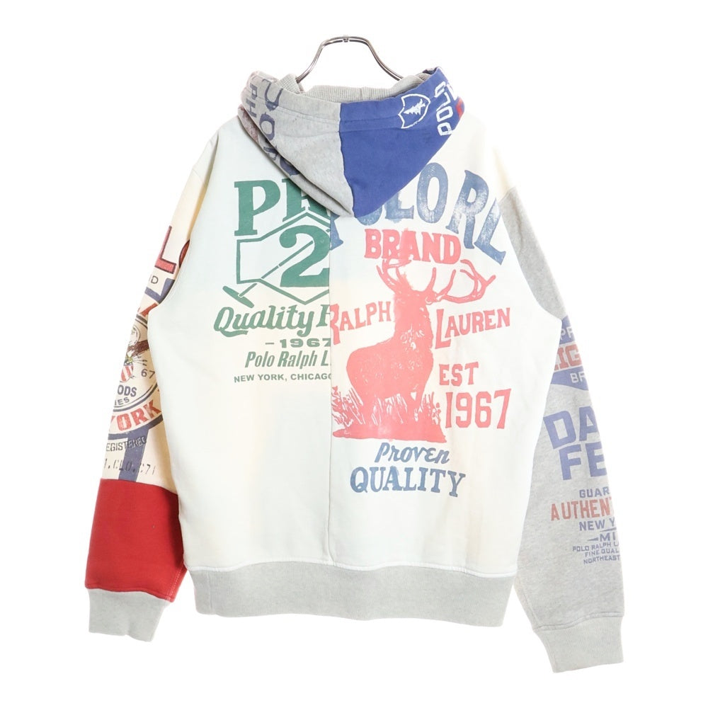 POLO RALPH LAUREN(ポロラルフローレン) 23AW MAINE GUIDE HOODIE パッチワーク加工 スウェットプルオーバーパーカー マルチカラー