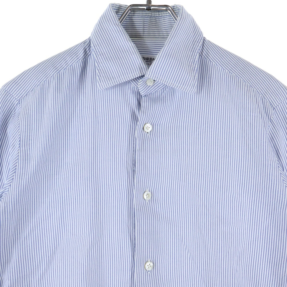 BARBA NAPOLI(バルバ ナポリ) ストライプ ロングスリーブ コットンシャツ ブルー/ホワイト K1U10H476705