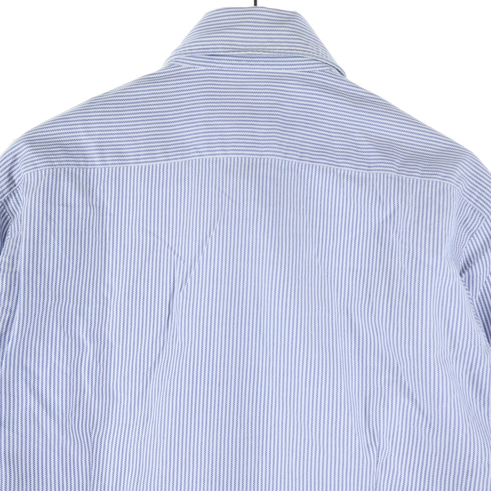 BARBA NAPOLI(バルバ ナポリ) ストライプ ロングスリーブ コットンシャツ ブルー/ホワイト K1U10H476705