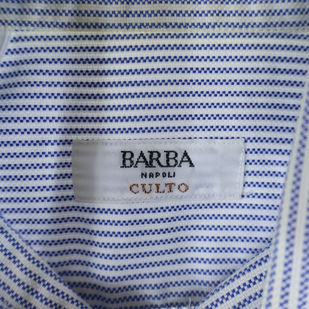 BARBA NAPOLI(バルバ ナポリ) ストライプ ロングスリーブ コットンシャツ ブルー/ホワイト K1U10H476705