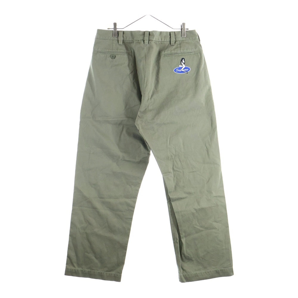 SUPREME(シュプリーム) 23AW Chino Pant ピンナップガール刺繍 チノ ワークパンツ カーキグリーン
