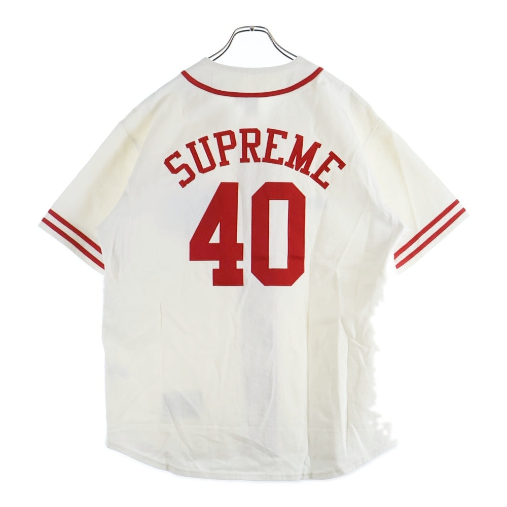 SUPREME(シュプリーム) 25SS ×40 Acres Twill Baseball Jersey 40エイカーズ ツイル ベースボールジャージー 半袖シャツ アイボリー/レッド