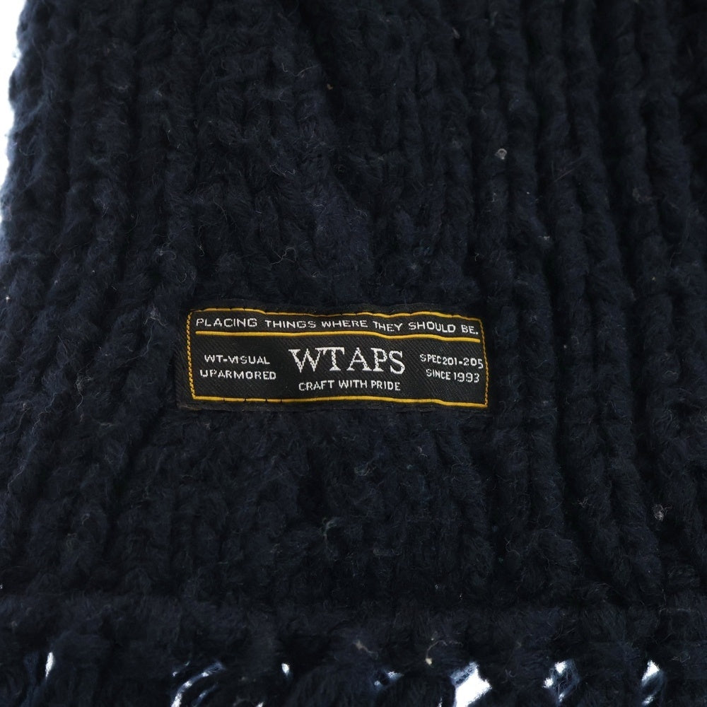 WTAPS(ダブルタップス) ウールケーブルニットマフラー ストール ネイビー
