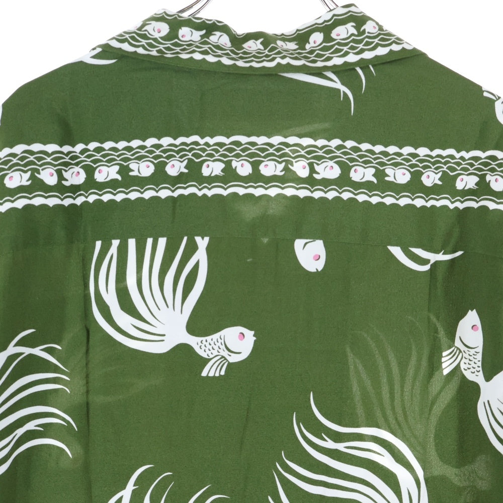 NEIGHBORHOOD(ネイバーフッド) 18SS OTHA FISH.ALOHA/R-SHIRT.SS アザフィッシュ総柄 半袖レーヨンアロハシャツ グリーン/ホワイト