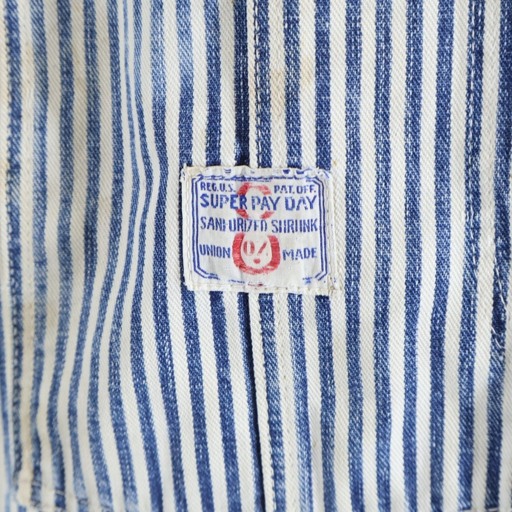 VINTAGE(ヴィンテージ) 30S VINTAGE SUPER PAY DAY COVERALL ヴィンテージ スーパーペイデイ ヒッコリー カバーオール ホワイト/ブルー