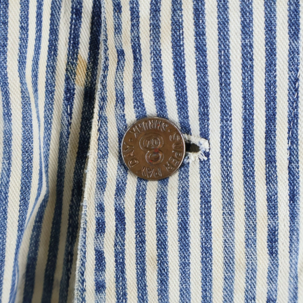 VINTAGE(ヴィンテージ) 30S VINTAGE SUPER PAY DAY COVERALL ヴィンテージ スーパーペイデイ ヒッコリー カバーオール ホワイト/ブルー