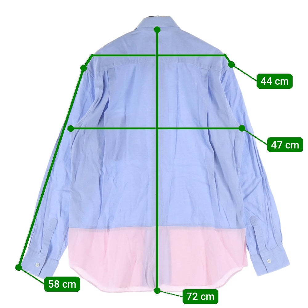 COMME des GARCONS SHIRT(コムデギャルソンシャツ) 13AW ドッキング加工 長袖ボタンシャツ ブルー/ピンク W21012