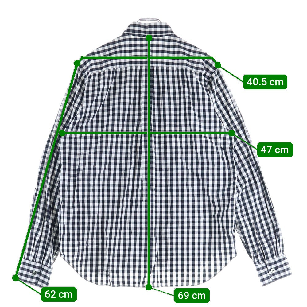 BLACK COMME des GARCONS(ブラックコムデギャルソン) 12AW AD2012 パッチワーク切替 長袖ギンガムチェックシャツ ブラック/ホワイト 1J-B011
