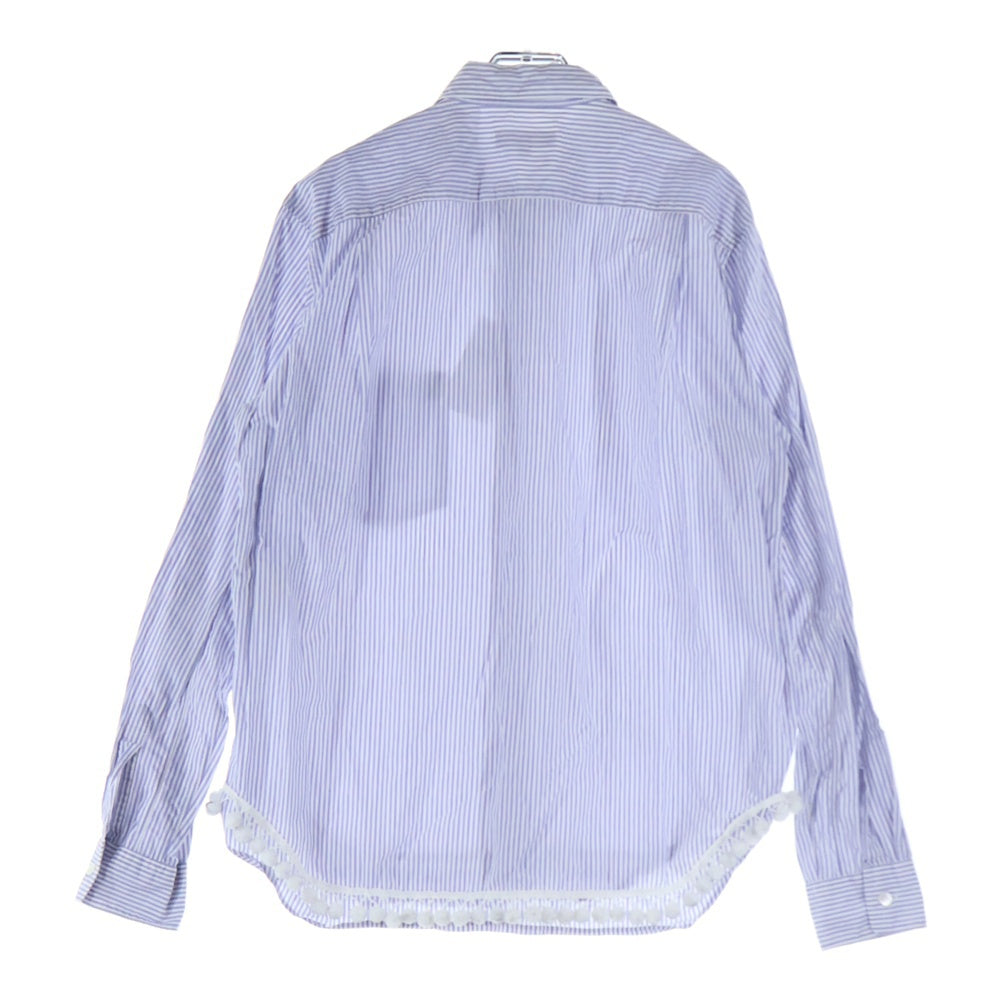 COMME des GARCONS HOMME(コムデギャルソンオム) 13AW AD2013 コットン ストライプ 裾フリルデザイン 長袖シャツ ブルー PL-B009