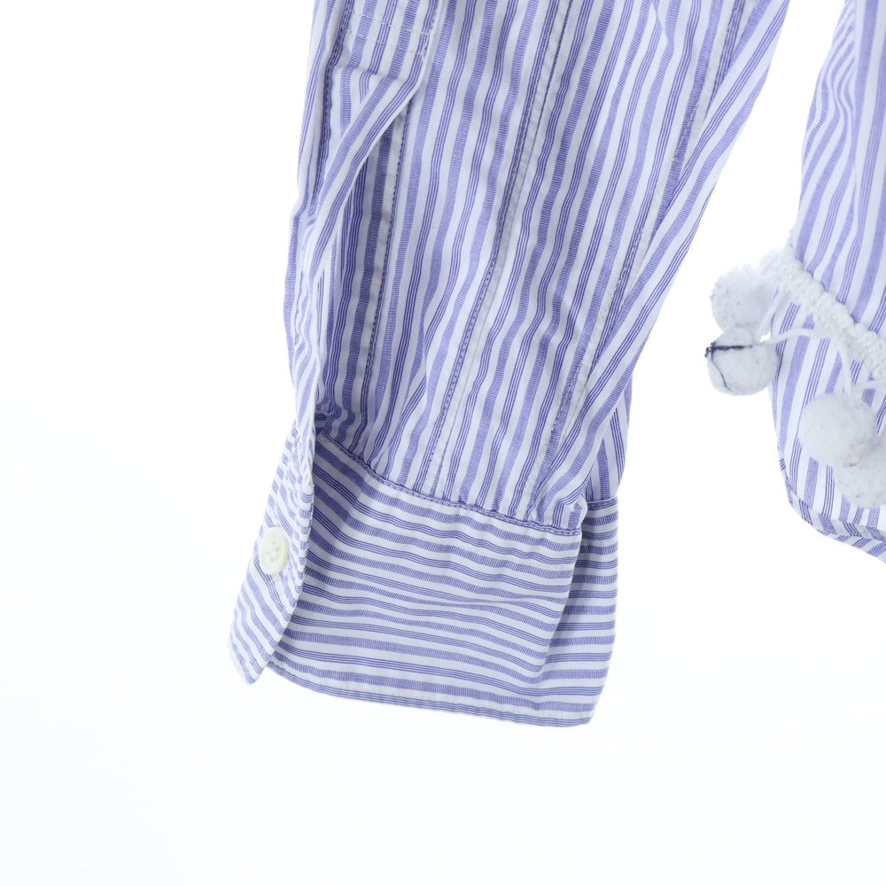 COMME des GARCONS HOMME(コムデギャルソンオム) 13AW AD2013 コットン ストライプ 裾フリルデザイン 長袖シャツ ブルー PL-B009