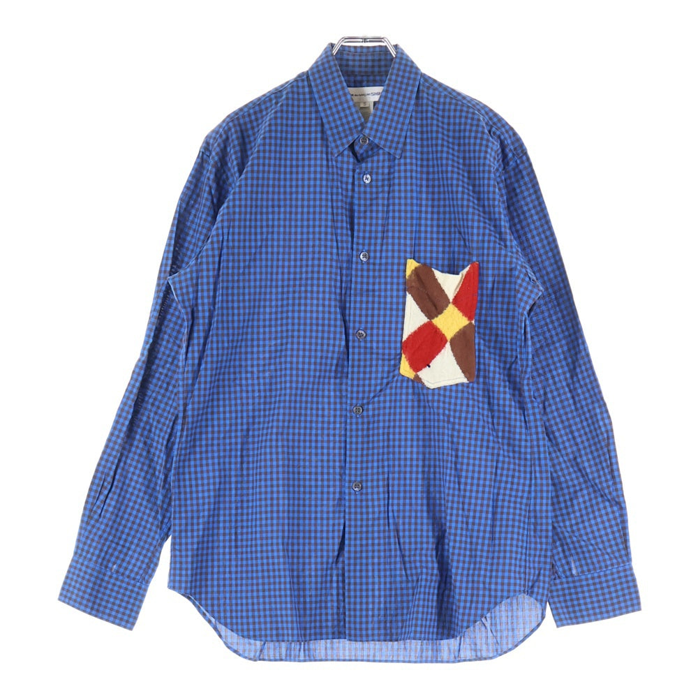 COMME des GARCONS SHIRT(コムデギャルソンシャツ) 10SS オンブレチェック デザインポケット 長袖シャツ ブルー S18033