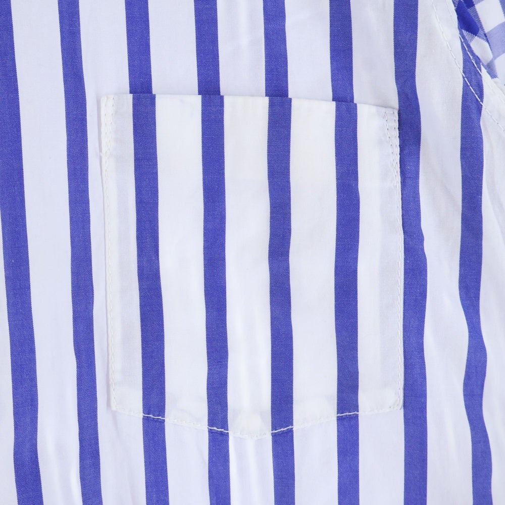 COMME des GARCONS HOMME(コムデギャルソンオム) 09AW AD2009 チェック ストライプ 切替 長袖シャツ ブルー HD-B106