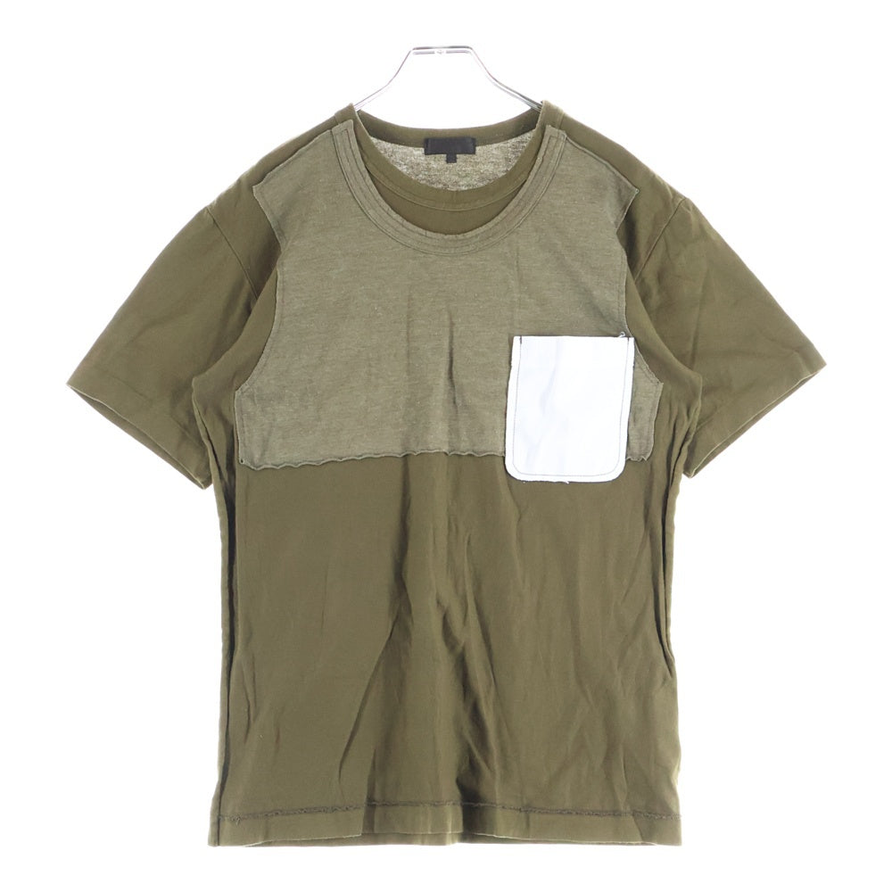 COMME des GARCONS HOMME PLUS(コムデギャルソンオムプリュス) 10SS AD2009 インアウトデザイン クルーネック 半袖 ポケットTシャツ カットソー カーキ PE-T053