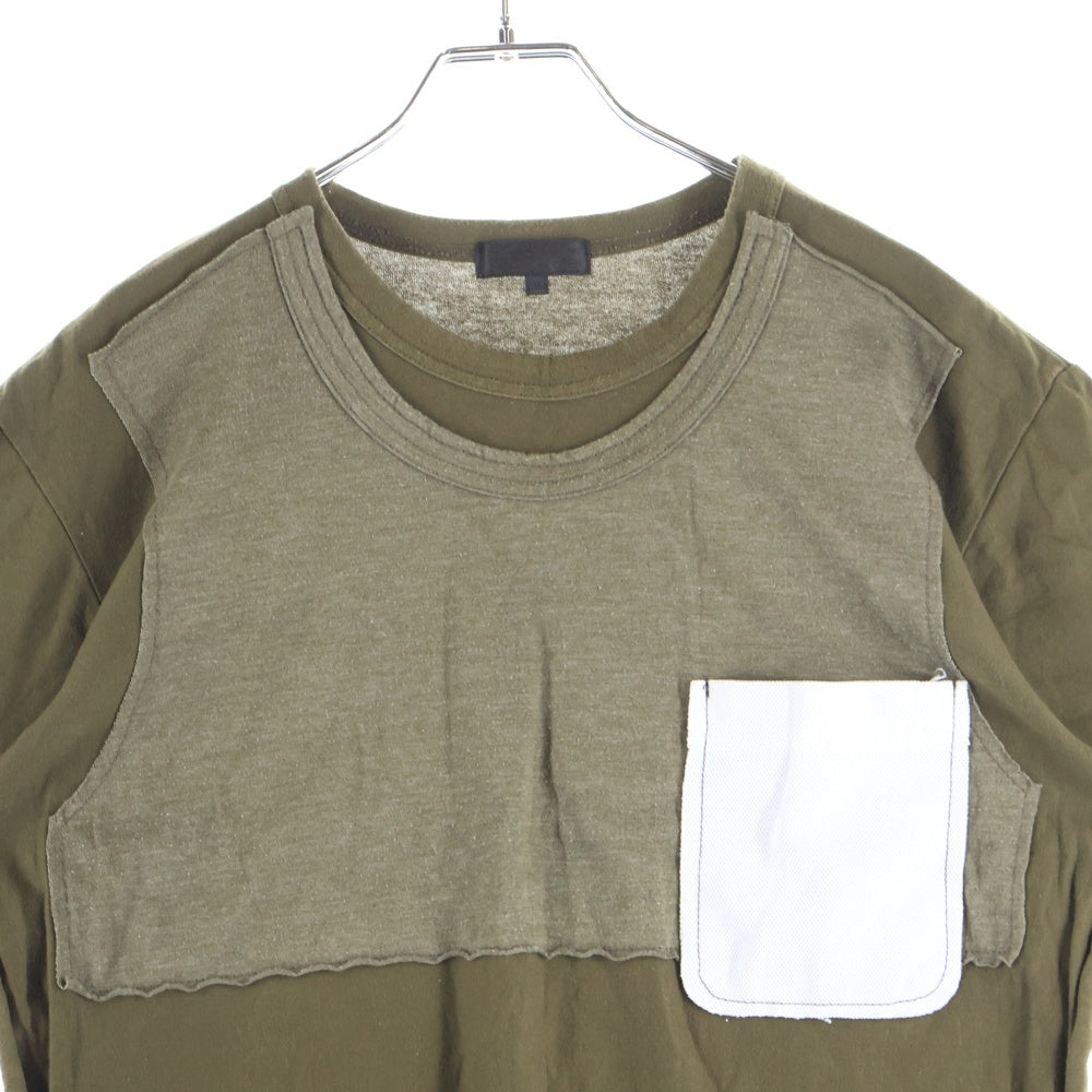 COMME des GARCONS HOMME PLUS(コムデギャルソンオムプリュス) 10SS AD2009 インアウトデザイン クルーネック 半袖 ポケットTシャツ カットソー カーキ PE-T053