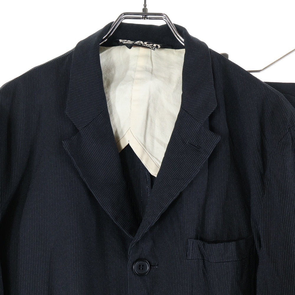 BLACK COMME des GARCONS(ブラックコムデギャルソン) 11AW AD2011 レーヨン混 マイクロストライプ 3B シングルテーラードジャケット スラックスパンツ セットアップ ブラック 1H-J206/1H-P206
