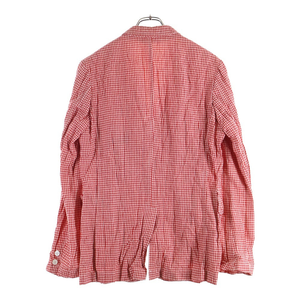 COMME des GARCONS HOMME(コムデギャルソンオム) 08SS AD2007 リネン混 チェック 3B テーラードジャケット レッド HA-J054
