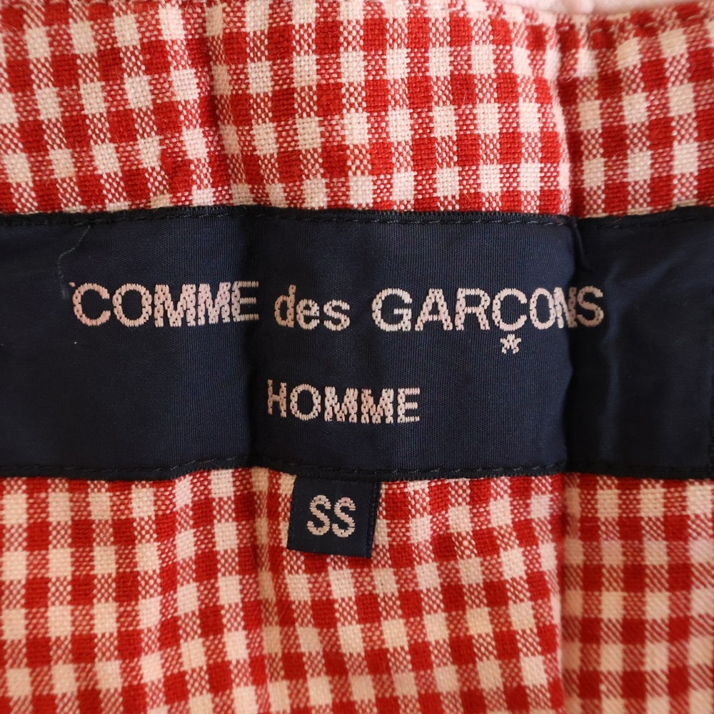 COMME des GARCONS HOMME(コムデギャルソンオム) 08SS AD2007 リネン混 チェック 3B テーラードジャケット レッド HA-J054