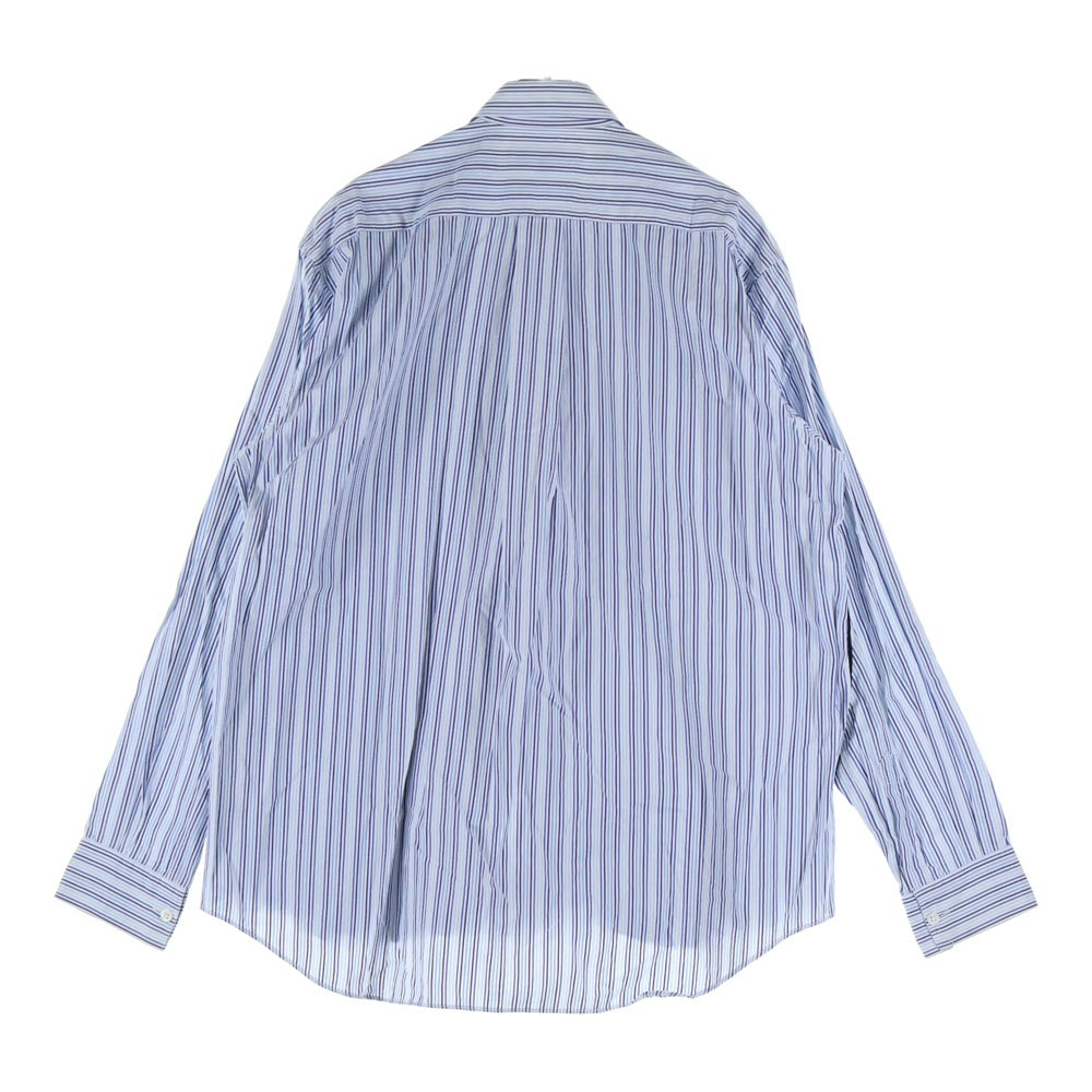 COMME des GARCONS SHIRT(コムデギャルソンシャツ) 02AW コットン レーヨンスイッチング ストライプ 長袖シャツ ブルー/ブラック W10056