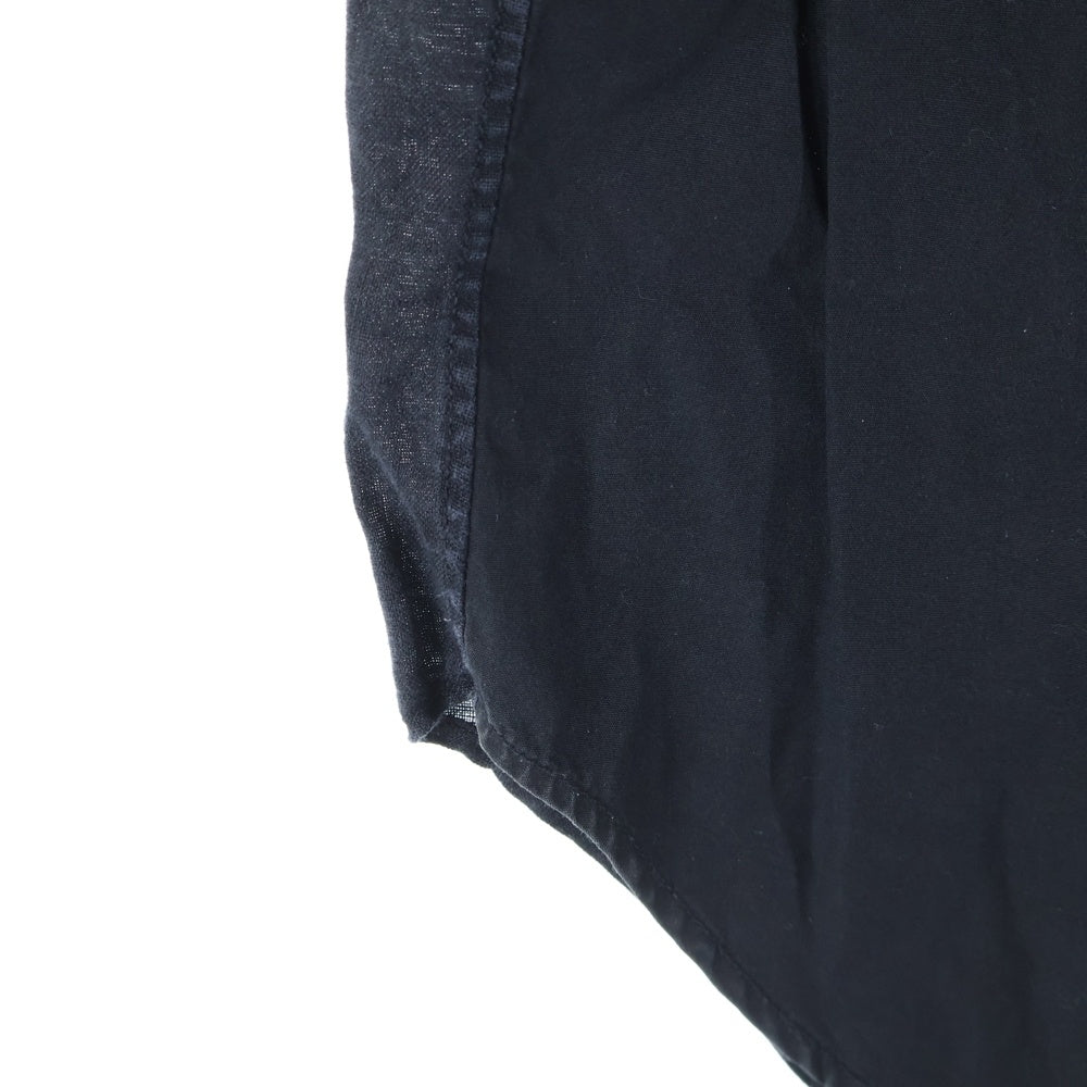 GANRYU(ガンリュウ) 15SS AD2014 リネン混 フロントデザイン 半袖シャツ ブラック EO-B014