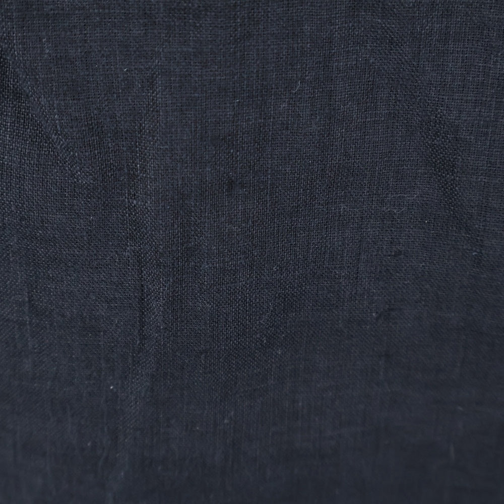 GANRYU(ガンリュウ) 15SS AD2014 リネン混 フロントデザイン 半袖シャツ ブラック EO-B014