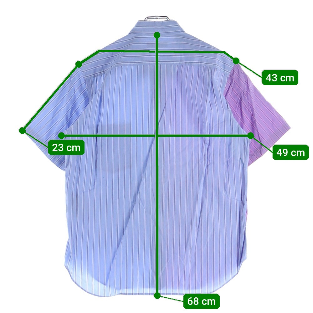 COMME des GARCONS HOMME(コムデギャルソンオム) 08AW AD2008 ストライプ 半袖ドッキングシャツ ブルー/パープル HB-B002